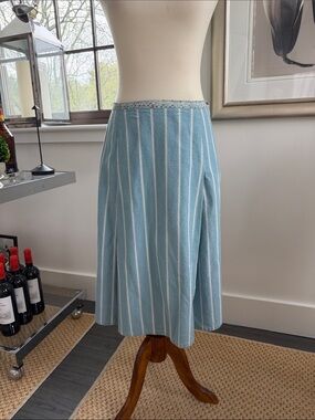 Dosa Striped Cotton Pleated Skirt Size 2 (M)